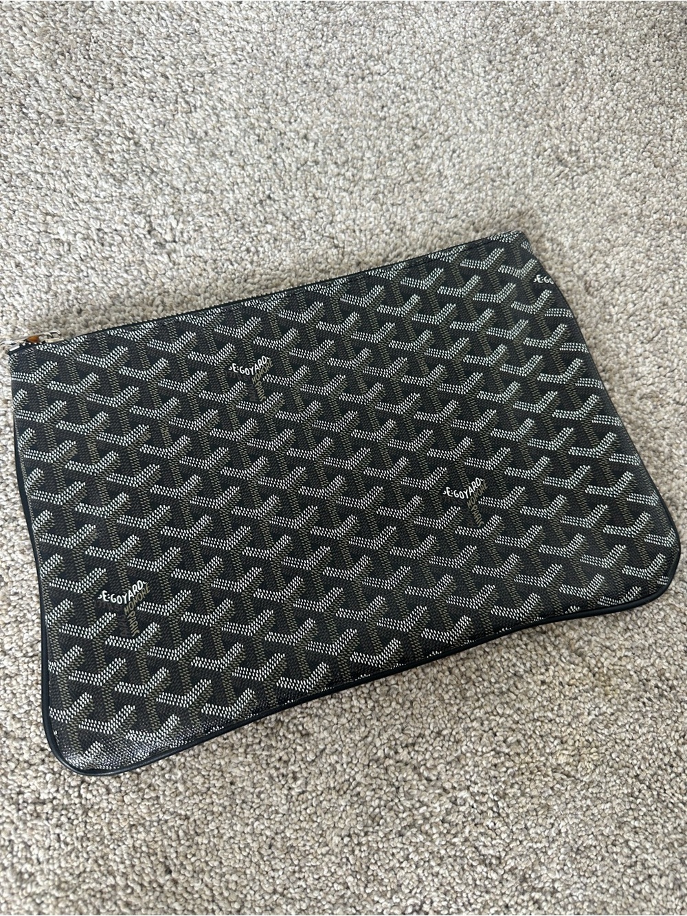 Go Yard- Black Patterned Leather Zip Pouch - Women